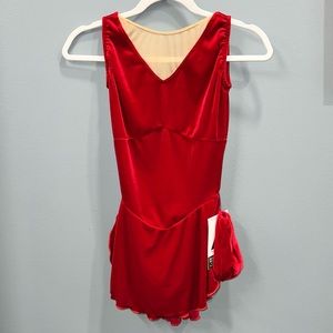 New adult small red figure skating dress